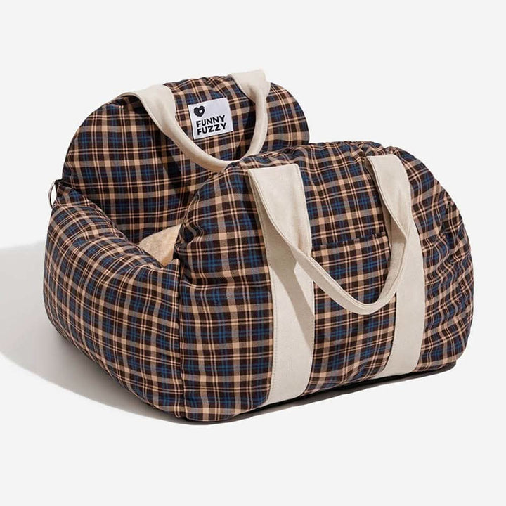 Durable dog car booster seat, secure & comfortable; washable pet bed for safe car rides.
