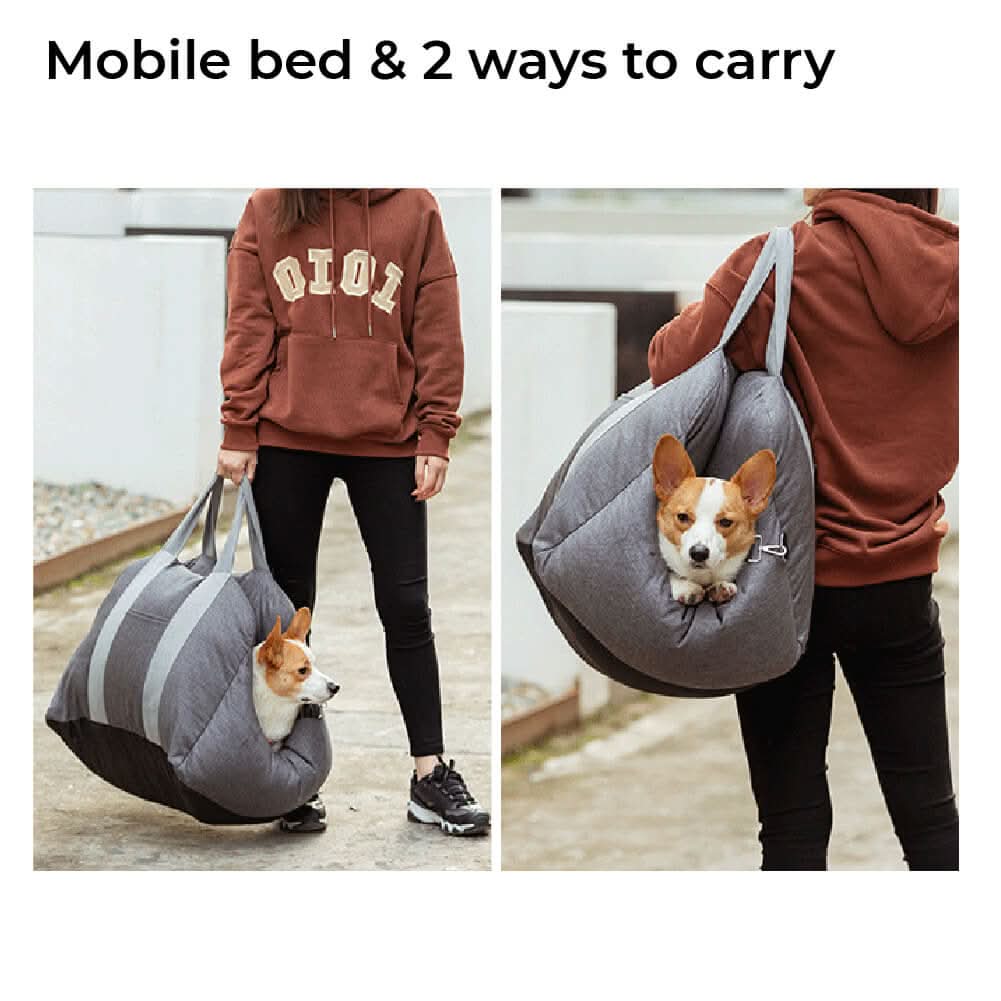 Double dog car booster seat for two pets; comfortable, washable, secure pet travel solution.