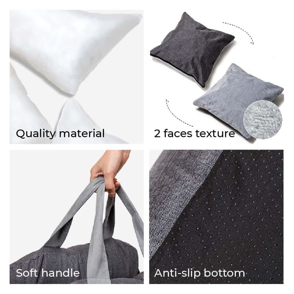 Elevated dog booster car seat for better views; secure, comfortable pet travel bed for safety.