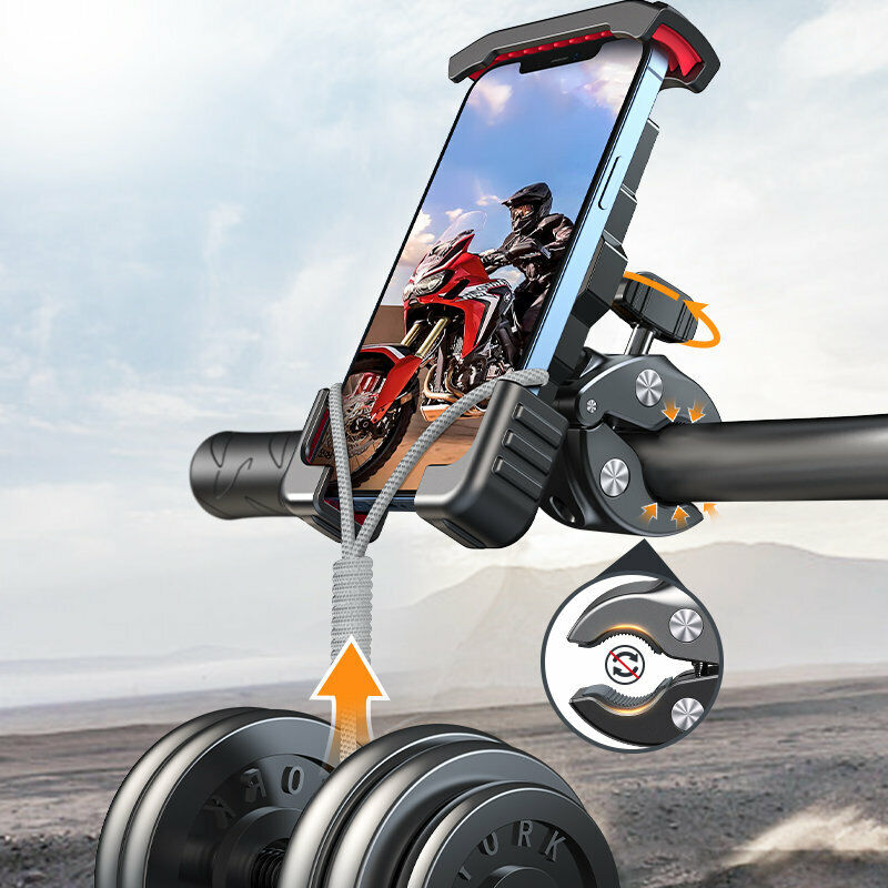 Bicycle phone holder with SecureGrip for stable navigation on bikes, motorcycles, scooters.