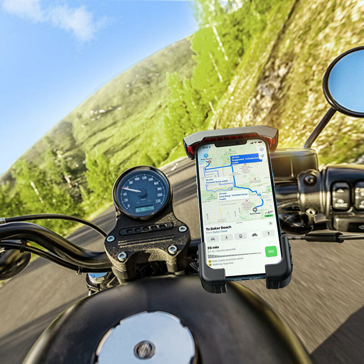 Hands-free SecureGrip phone mount for bicycles, motorcycles, scooters; easy navigation.