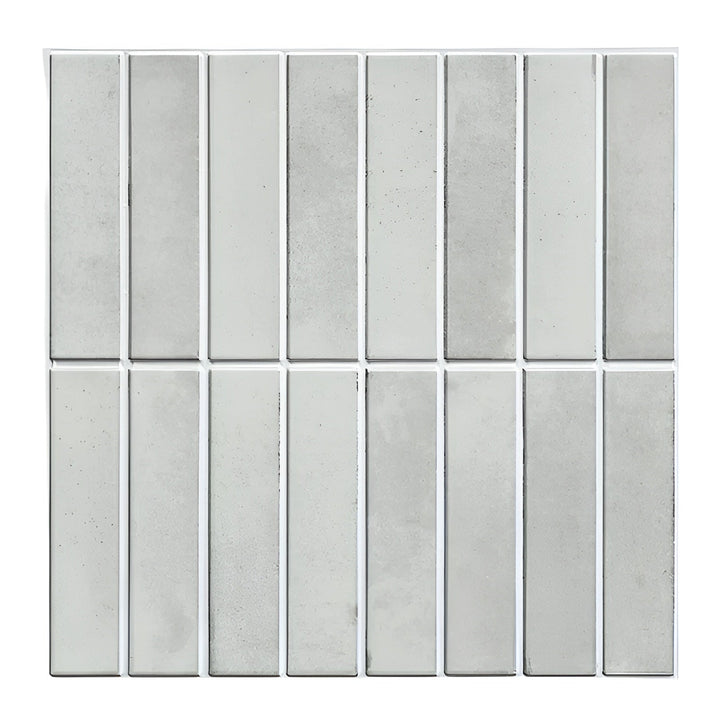 DIY home improvement with self-adhesive peel & stick 3D ceramic look wall panels.