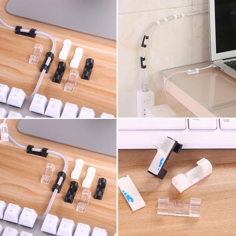 Universal self-adhesive wire clamp clips for organizing various cables, perfect for desk & home office.
