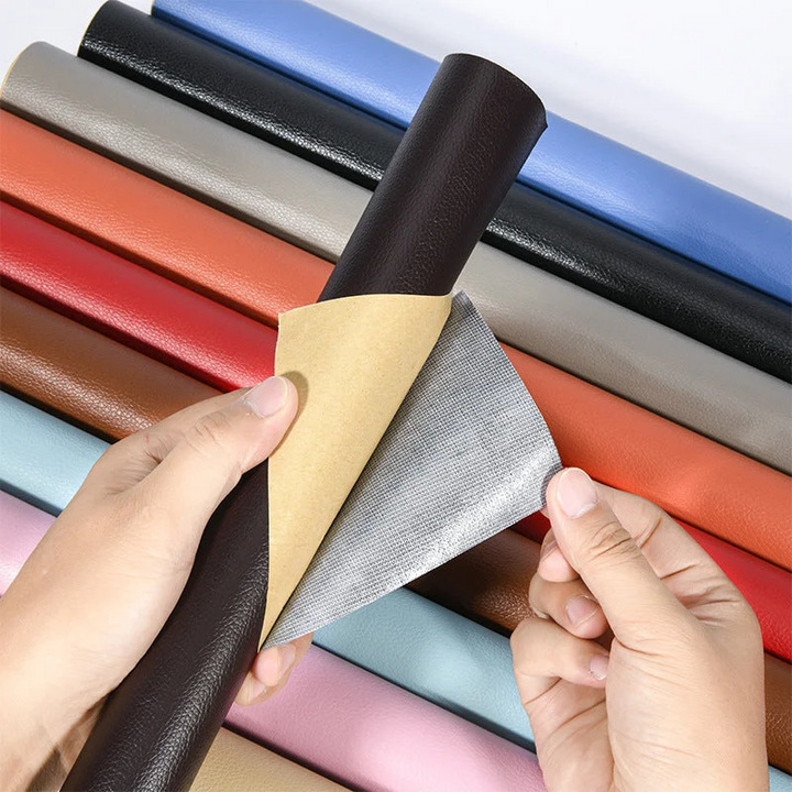 Cuttable 50x137cm self-adhesive leather repair patch, perfect for various furniture & sofa damage.