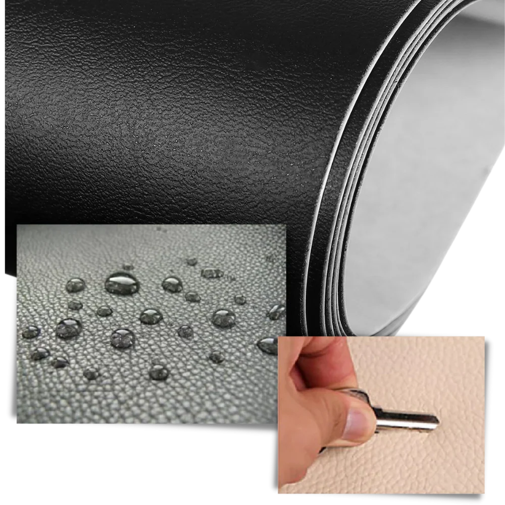 Upholstery repair kit: self-adhesive leather patch for couches.