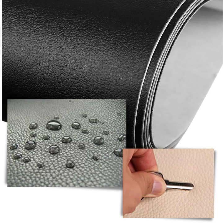 Upholstery repair kit: self-adhesive leather patch for couches.