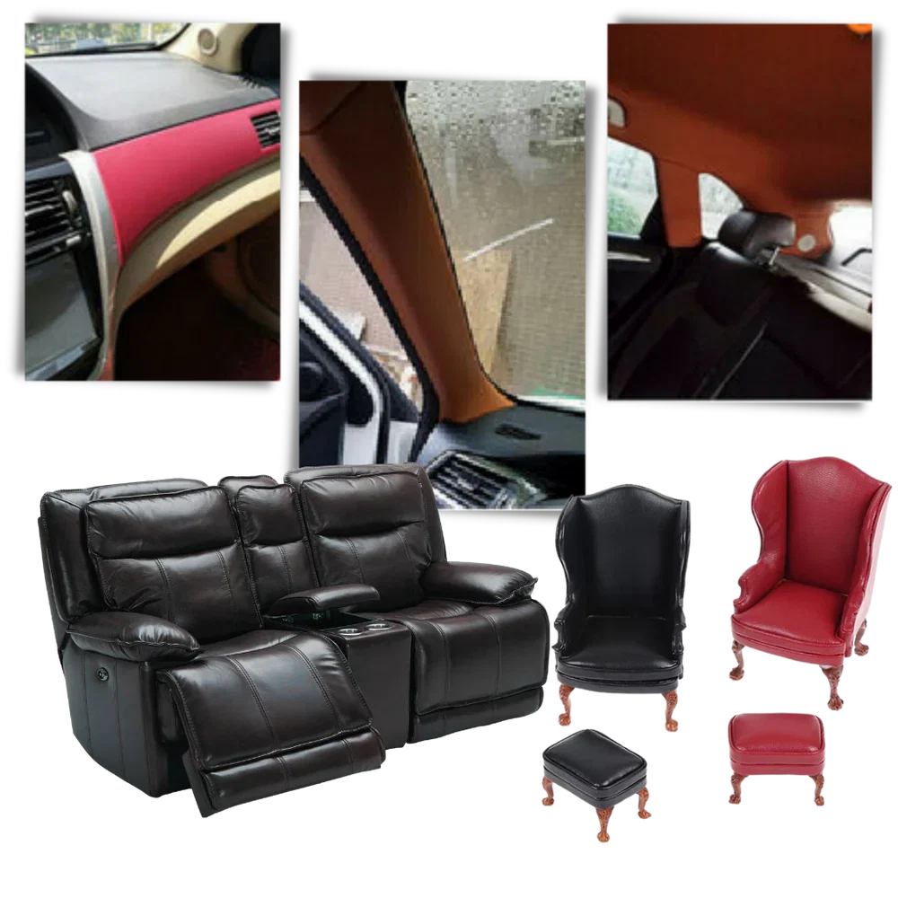 Premium self-adhesive leather patch for car seat and sofa repair.
