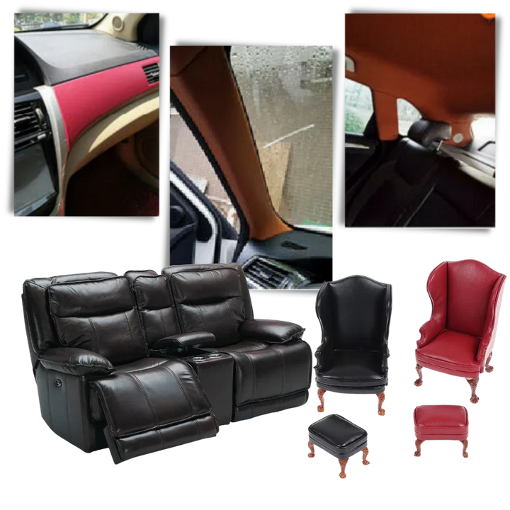 Premium self-adhesive leather patch for car seat and sofa repair.