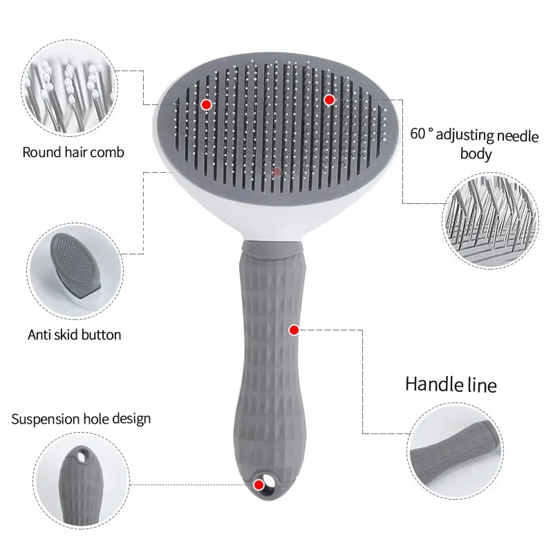Pet accessory: easy-to-use grooming brush for dogs and cats of all sizes