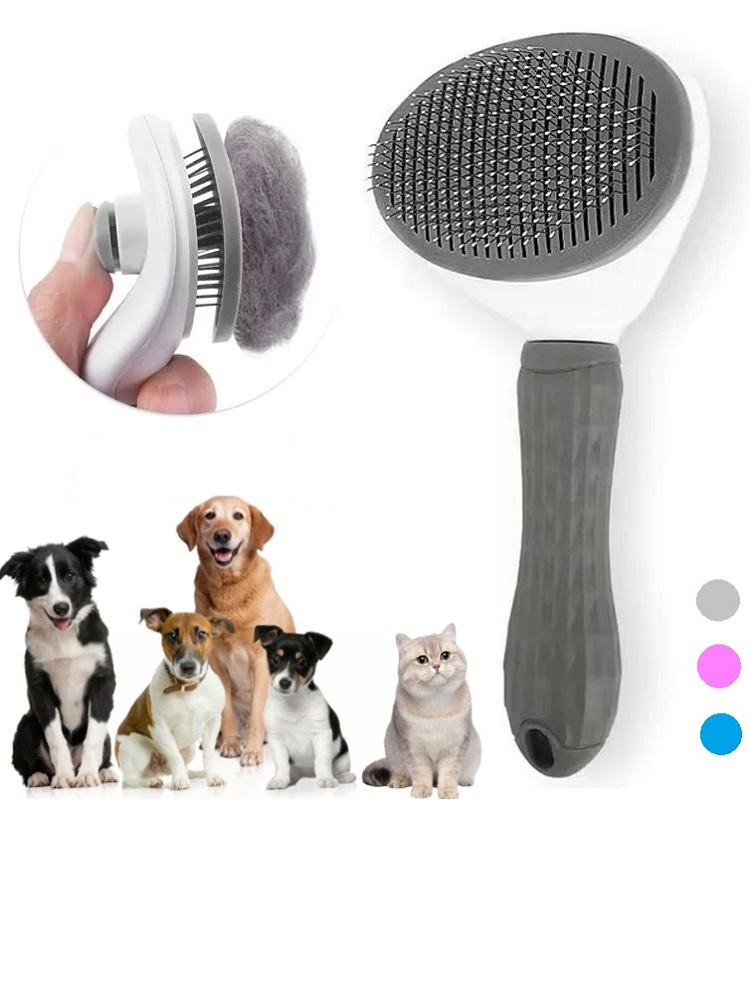 Grooming brush for pets, featuring a unique self-cleaning function for pet owners
