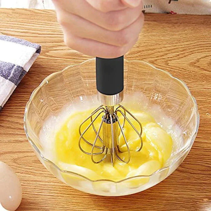 Manual stainless steel egg whisk with semi-automatic function for quick & easy food prep.