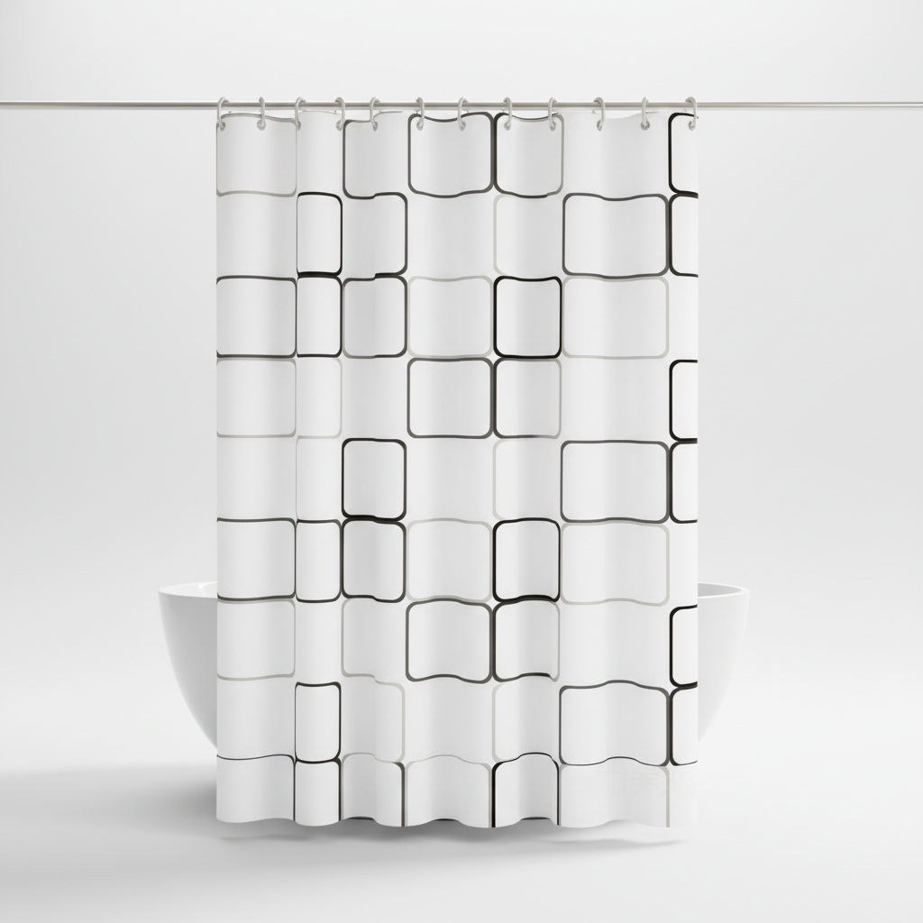 Waterproof HydroCurtix shower curtain, offering privacy and light with its semi-transparent design.