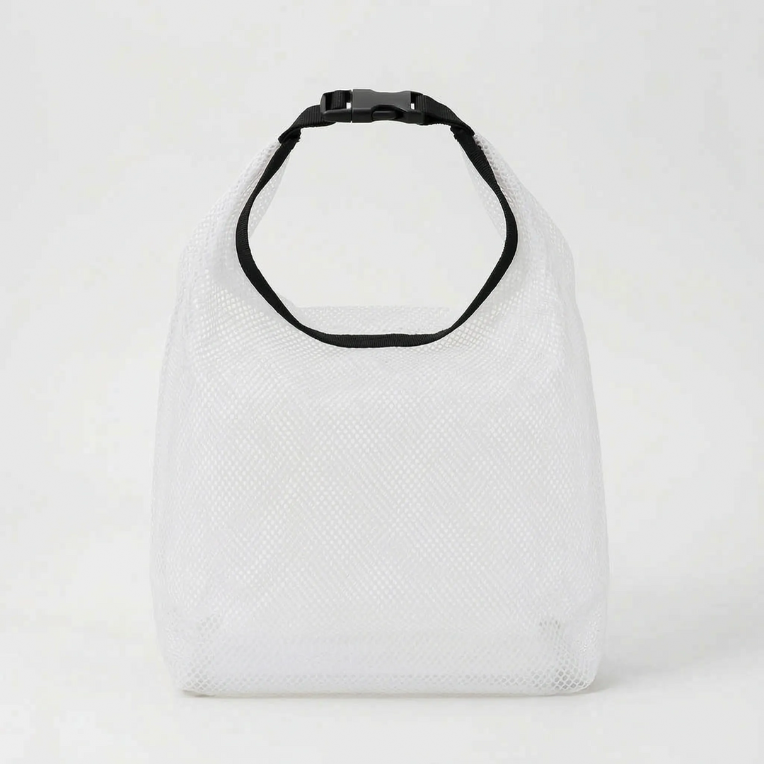 Durable semi-transparent travel storage bag for toiletries & cosmetics. Water-repellent packing solution & gym organizer.
