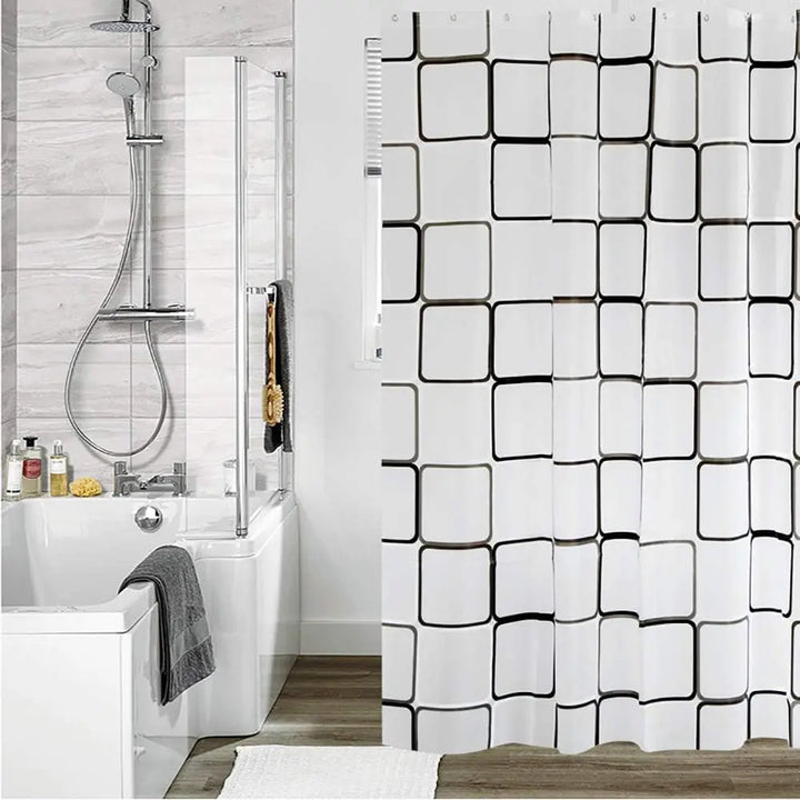 Modern semi-transparent shower accessory, HydroCurtix, made from durable, easy-clean waterproof material.
