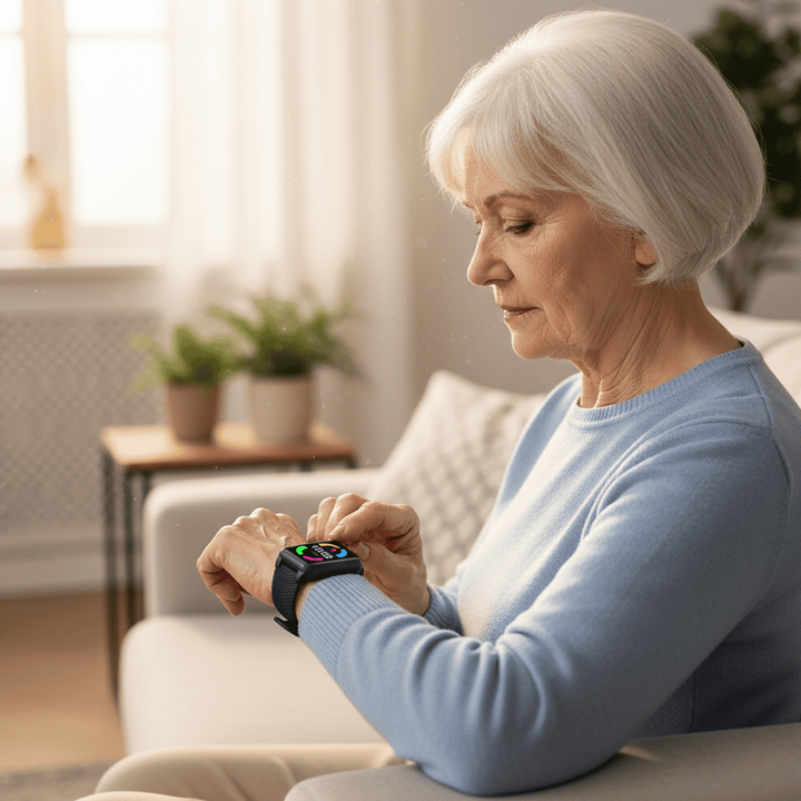 Elderly safety smartwatch with GPS tracking, fall detection, and SOS button for peace of mind.