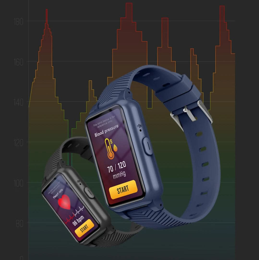 Sleek silver seniors' GPS smartwatch, fall detection & SOS button for personal safety & health.
