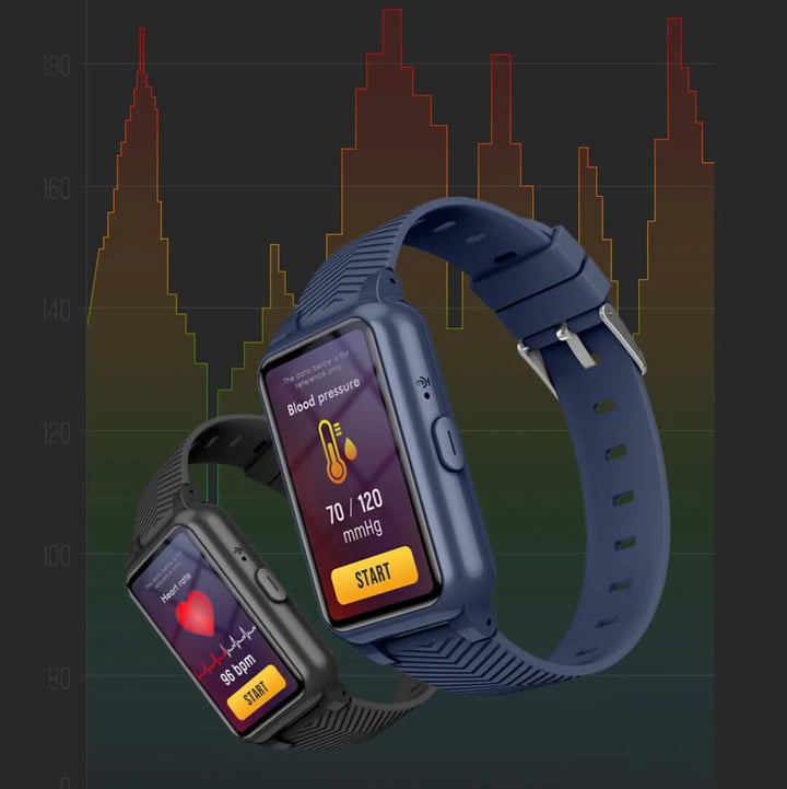 Sleek silver seniors' GPS smartwatch, fall detection & SOS button for personal safety & health.