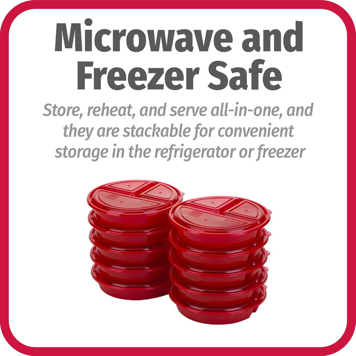 Durable BPA-free meal prep containers, round with secure lids. Set of 10 for reusable food storage.