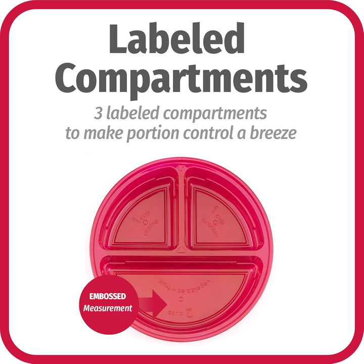 Organized fridge with BPA-free round meal prep containers. Set of 10 for healthy eating & food prep.