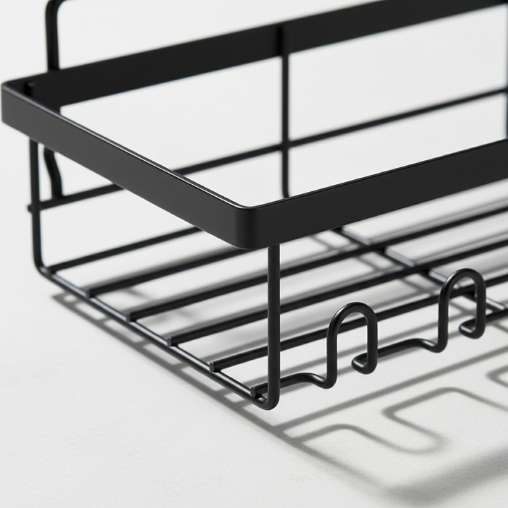Decorative matte black floating shelves, set of two, for minimalist home decor and storage solutions