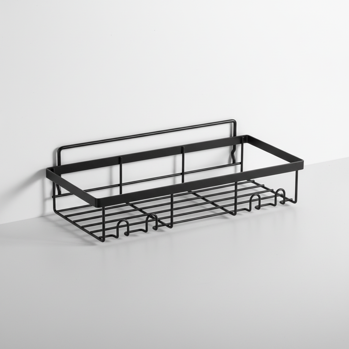 Modern matte black wall-mounted shelves, a set of two, for elegant storage and organization