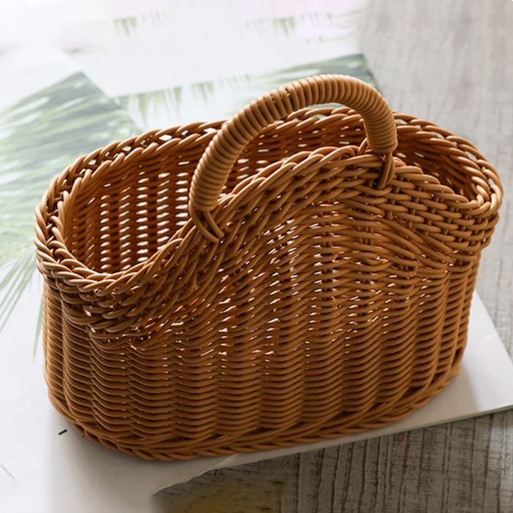 Set of 3 handwoven storage baskets with handles, natural home decor organization