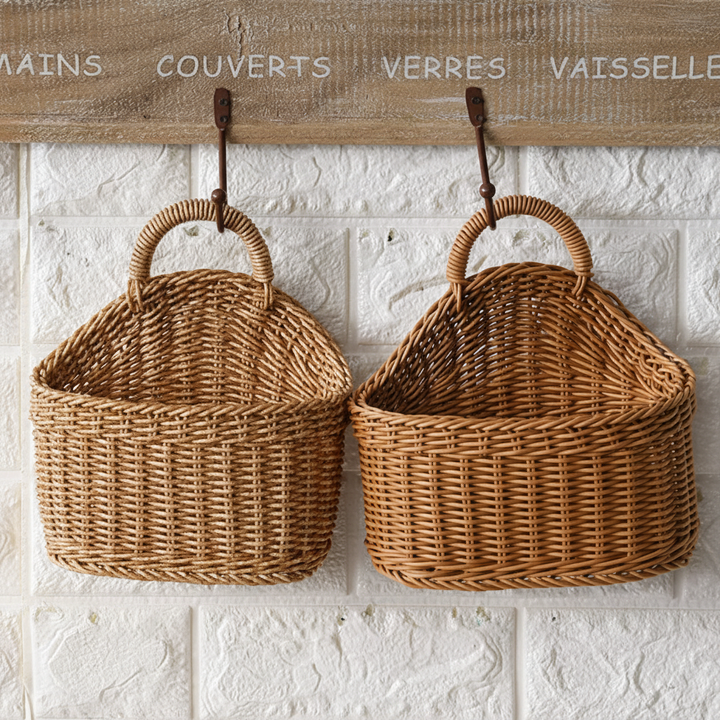 Decorative handwoven storage baskets, perfect for modern home organization and wall decor