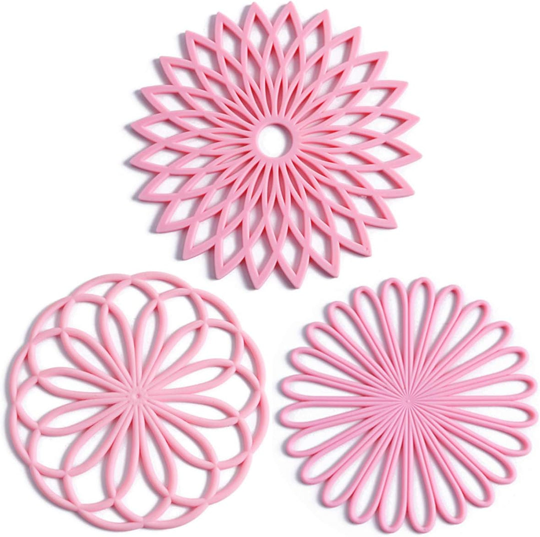 Colorful silicone coaster set of 3, providing heat resistance and surface protection for home decor