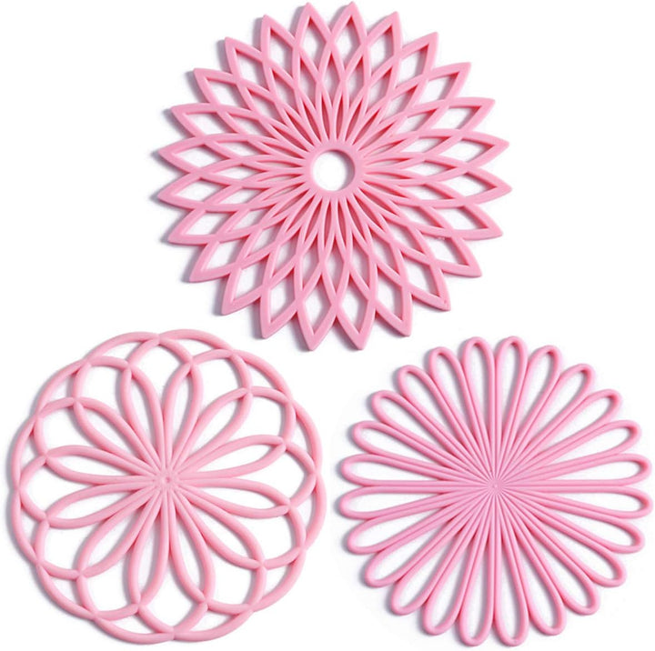 Colorful silicone coaster set of 3, providing heat resistance and surface protection for home decor