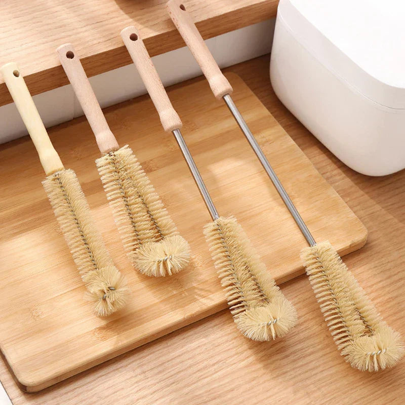 Elvo long-handled wooden bottle brushes (2+1 FREE) for effective kitchen and household cleaning tools.
