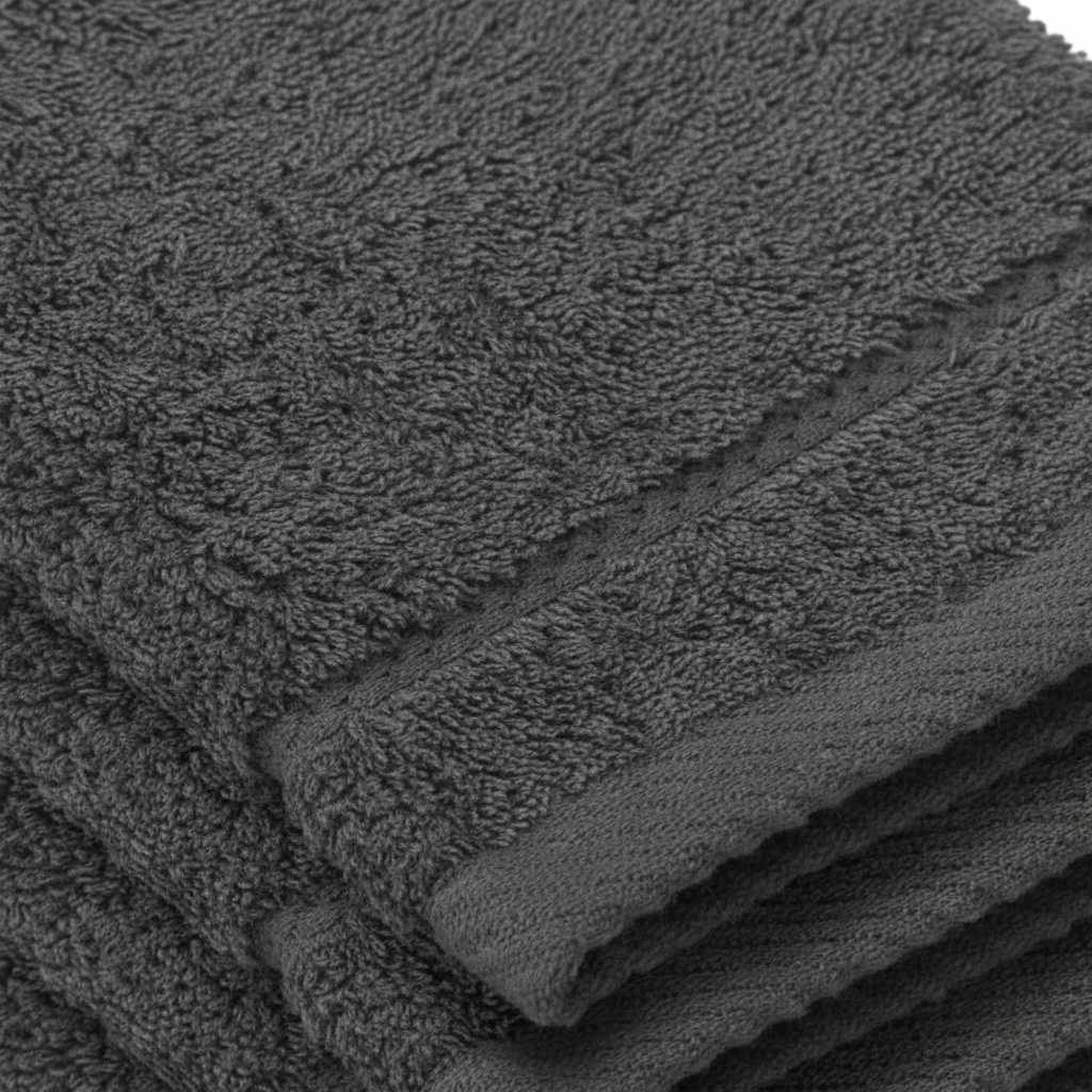Absorbent dark gray washcloths, a set of 4 CareTowel bath linens, ideal as durable face towels