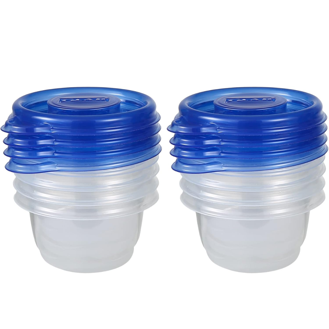 Set of 8 mini food storage containers with secure lids, perfect for meal prep, snacks, and portion control.