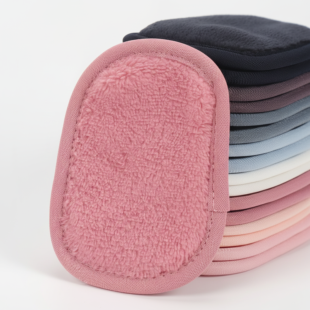 Hand holding a single CleanAway reusable makeup remover pad, illustrating its size and gentle nature