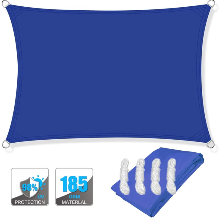 Water-resistant ShadeGuard sun shade sail, rectangular, UV protection, cream white, for outdoor use