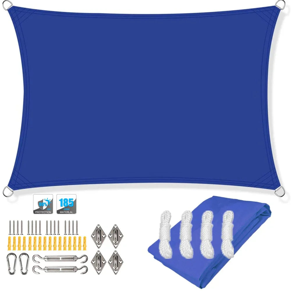 ShadeGuard rectangular sun shade sail, waterproof, UV protection, charcoal grey, with mounting kit