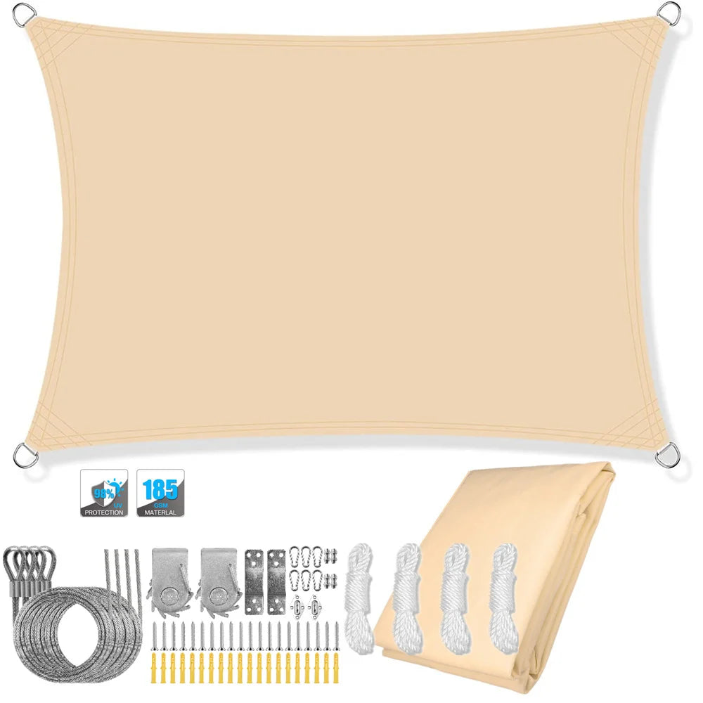 High-performance ShadeGuard waterproof rectangular sun shade sail, UV protection, red sandstone