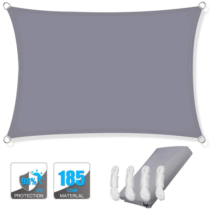 ShadeGuard rectangular sun shade sail, water-resistant, UV block, for commercial spaces, dark grey