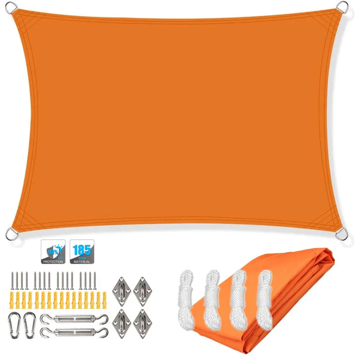 ShadeGuard waterproof rectangular sun shade sail, UV protection, for playground, includes kit
