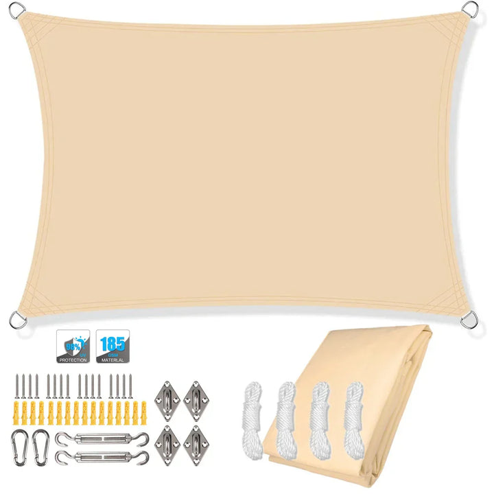 Flexible ShadeGuard waterproof rectangular sun shade sail, UV protection, for diverse outdoor areas
