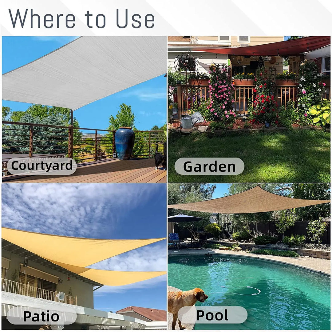 ShadeGuard waterproof rectangular sun shade sail, great for garden, UV protection, includes hardware