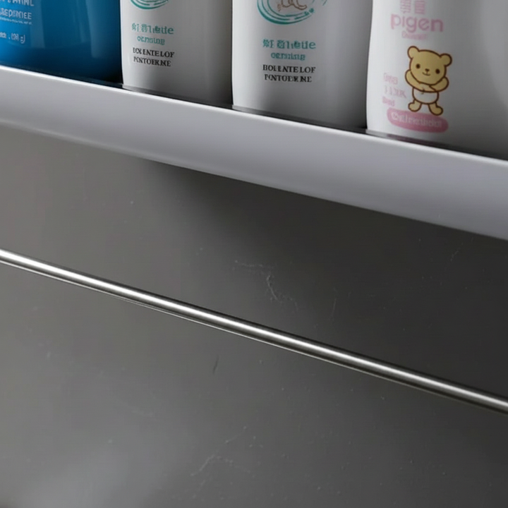 Bathroom wall storage solution showing ShowerGel, conditioner on ShelfEase shelf