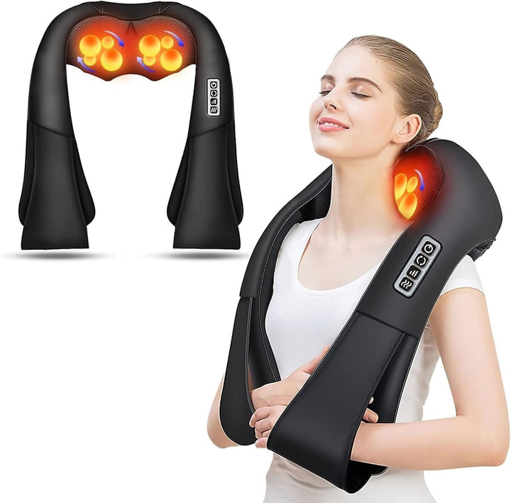 Shiatsu massage cushion with infrared heat for comprehensive back, neck, and shoulder pain relief at home.