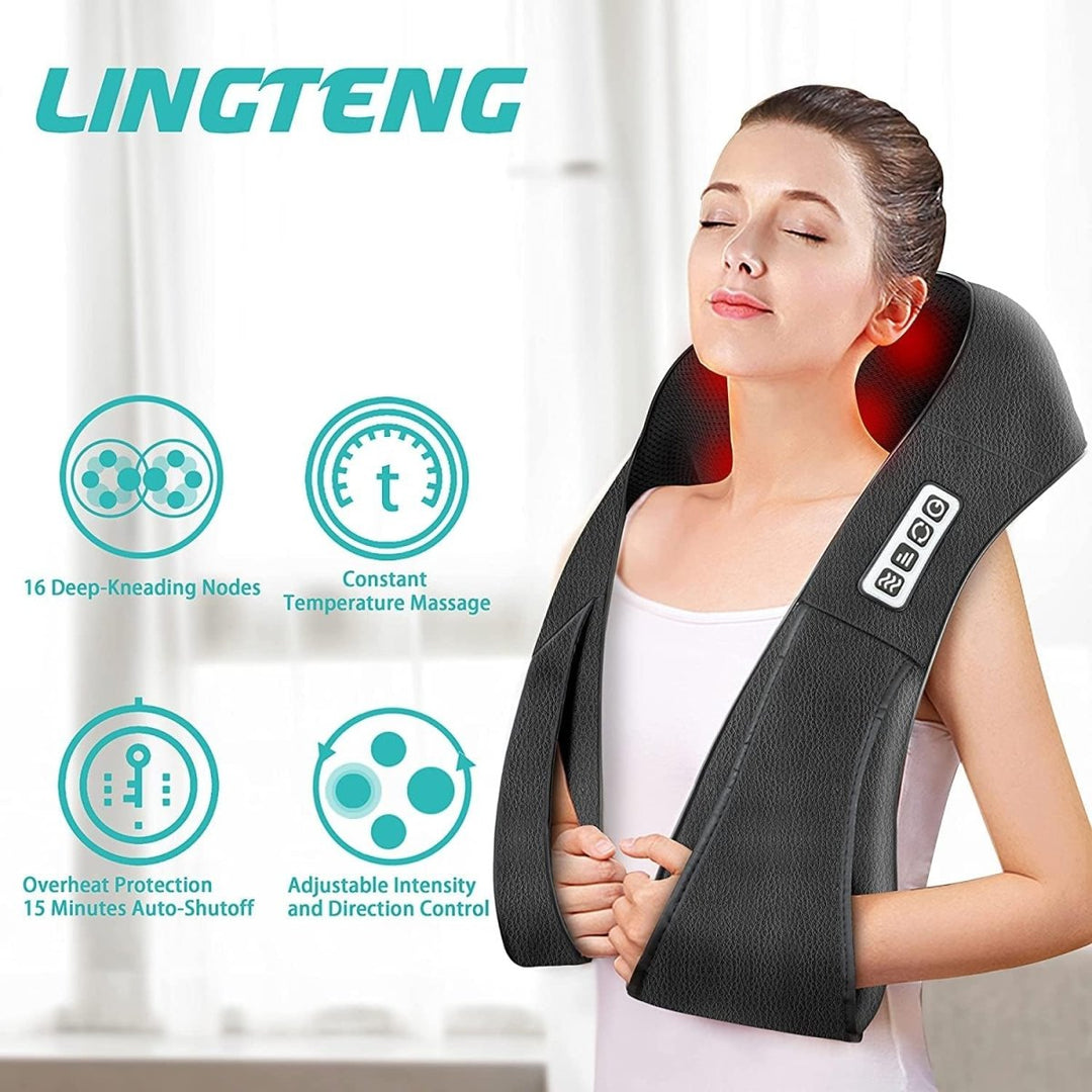 Deep tissue Shiatsu back massager cushion with soothing heat for lower and upper back pain relief.