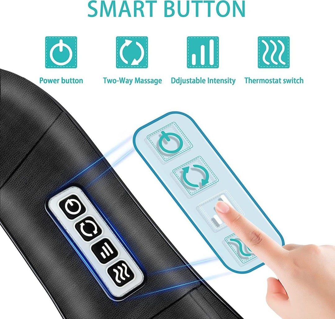 Full body Shiatsu massage cushion with heat; ideal for deep tissue relief in back, neck, shoulders, and legs.