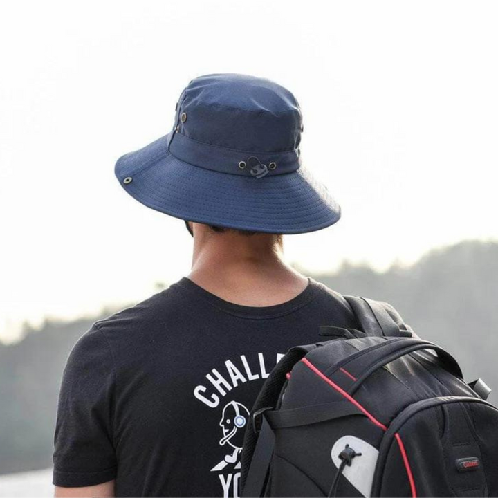 ShieldFlex Pro outdoor bucket hat, styled for both urban and wilderness settings