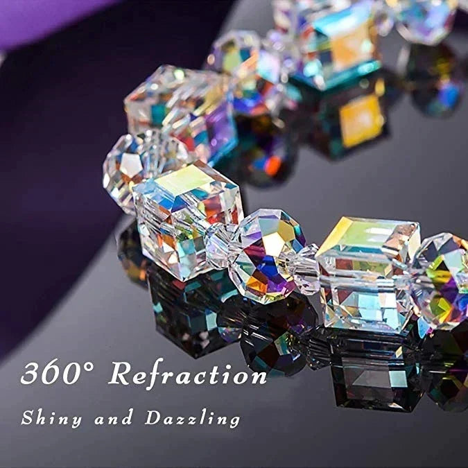 Versatile cubic crystal bracelet for women, adjustable silver tone, ideal elegant gift.