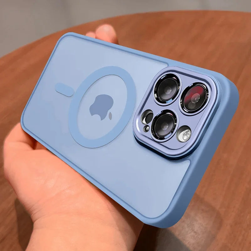 Matte armour iPhone case with MagSafe compatibility, offering complete phone protection and style.