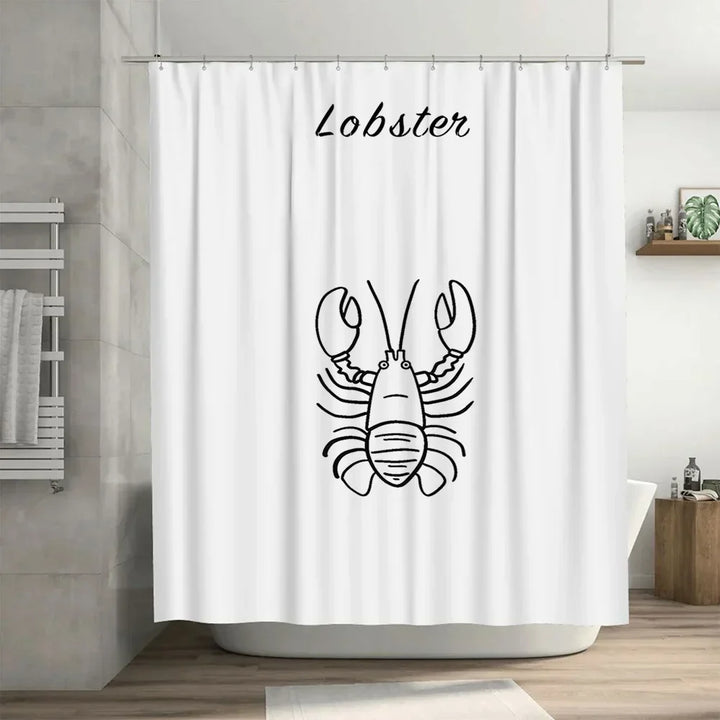 Full view of the ShoreClasp water-repellent polyester shower curtain, ideal home goods for any bathroom.