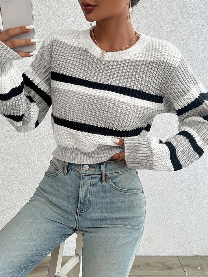 Cozy Sienna women's sweater, hand-knitted look, stylish and warm for cool fall & winter days.