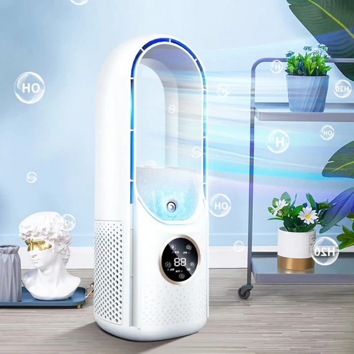 Compact personal air conditioner, quiet operation, eco-friendly cooling for summer.